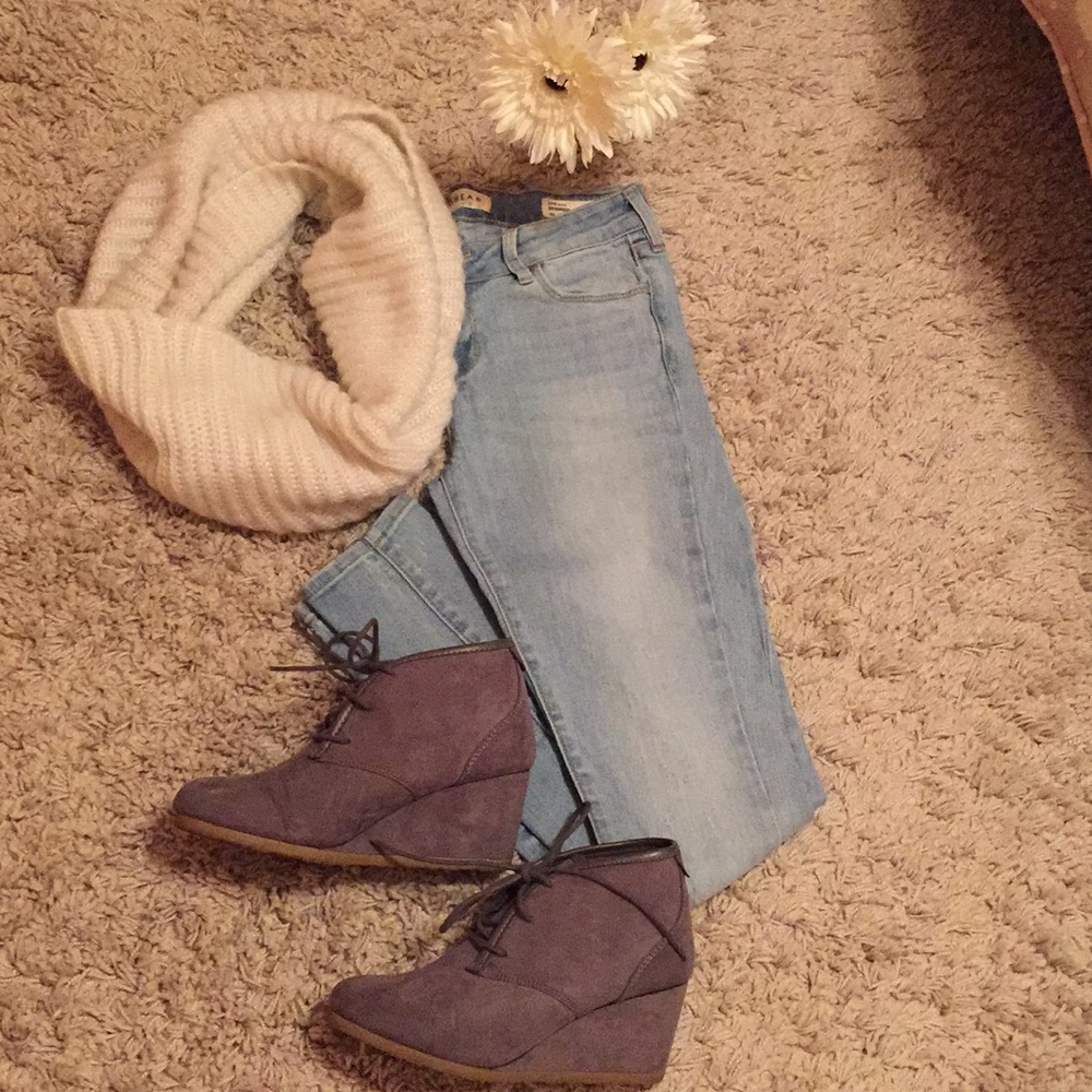 Gray Wedge Booties